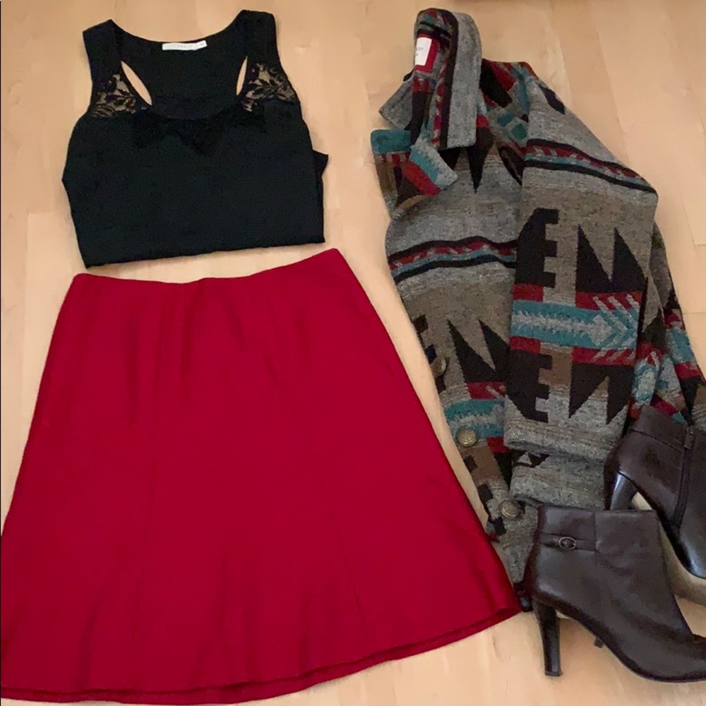 Red Brooks Brothers skirt